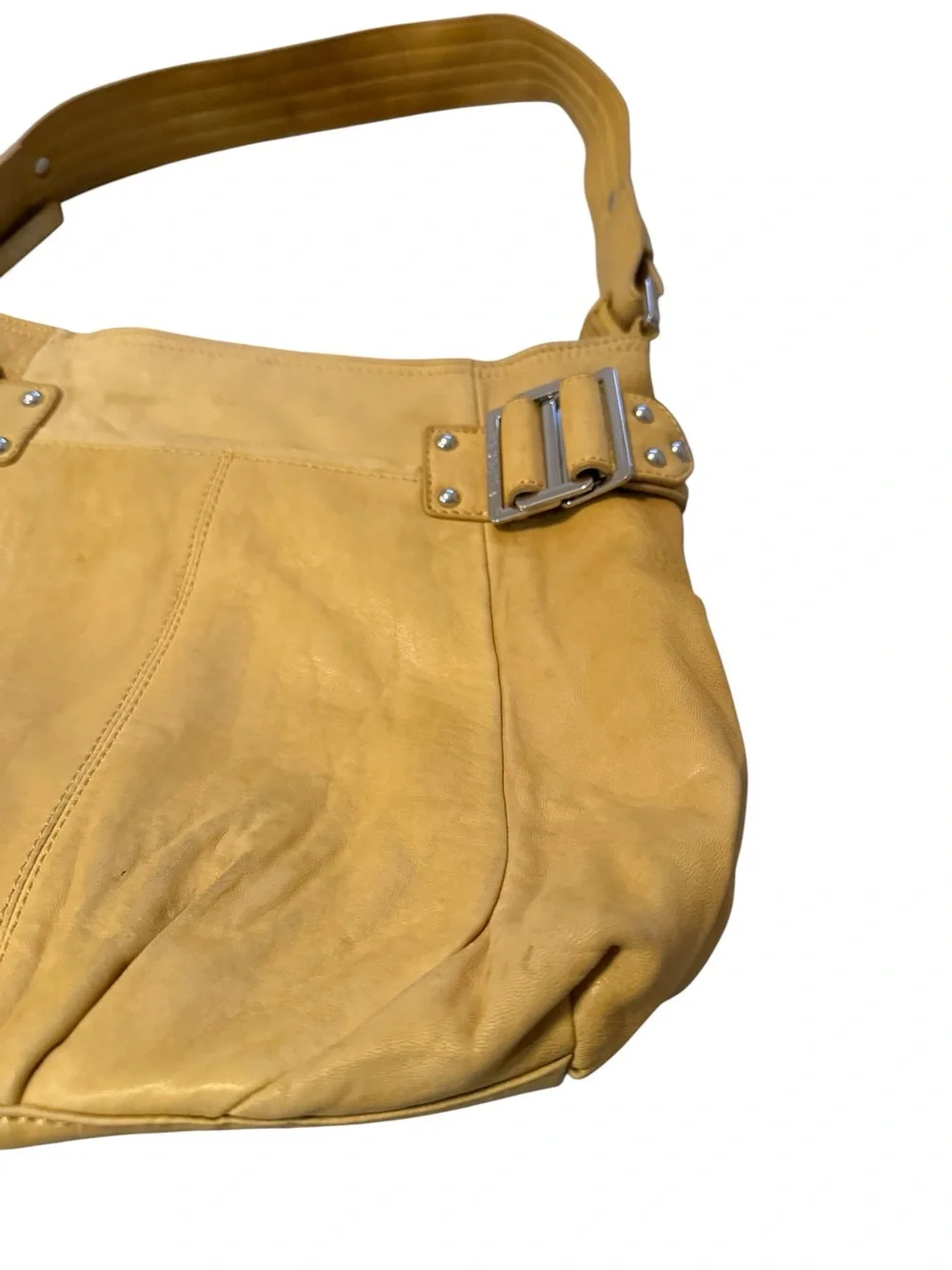 Perlina Yellow Leather Shoulder Bag